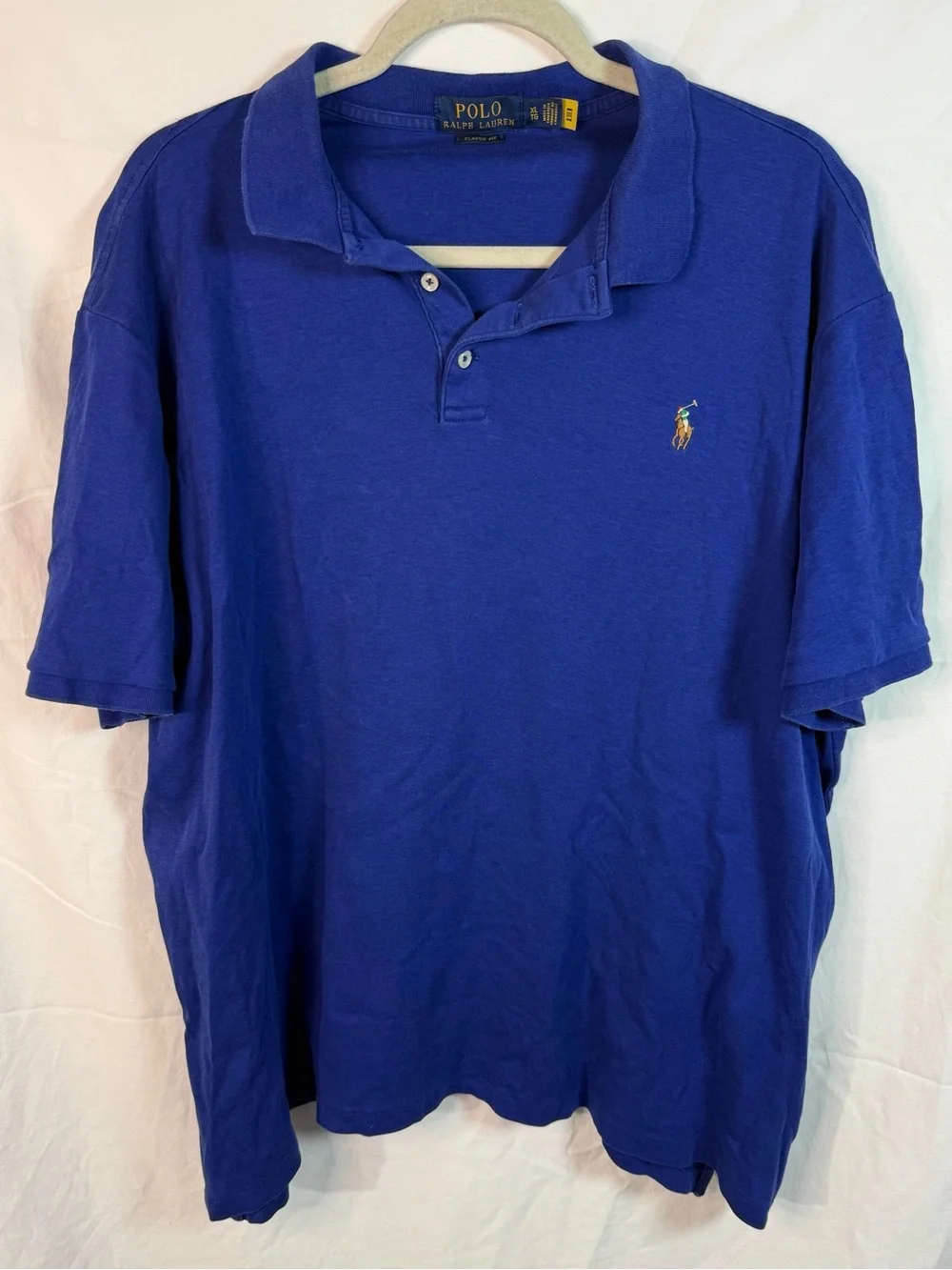 Polo Ralph Lauren Classic Fit Blue Short‎ Sleeve Polo Shirt XL Cotton